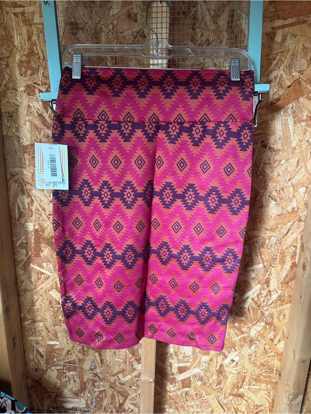 LuLaRoe Pink and Orange Geometric Midi Skirt